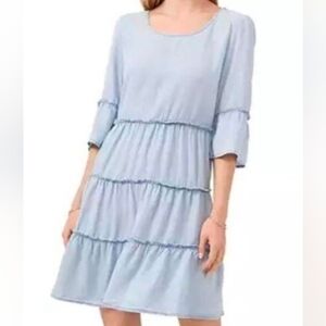Vince Camuto XL Tiered Chambray Knee Length Dress
